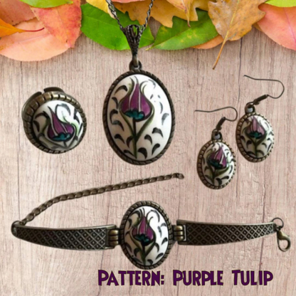 Artisan Made Floral Jewelry Set - Ceramic Bracelets for Women and