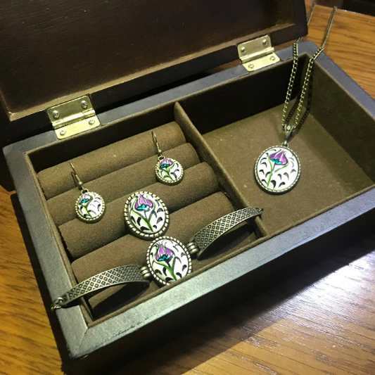 Artisan Made Floral Jewelry Set - Ceramic Bracelets for Women and