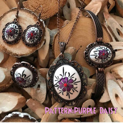 Artisan Made Floral Jewelry Set - Ceramic Bracelets for Women and