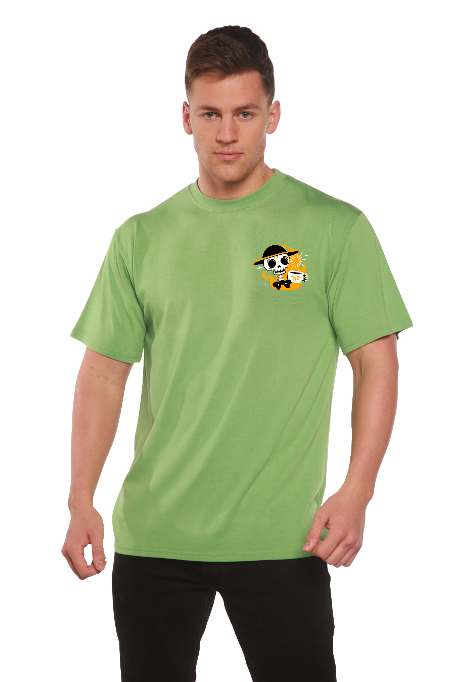 Skull with Coffee Bamboo Viscose/Organic Cotton Short Sleeve Printed T-Shirt