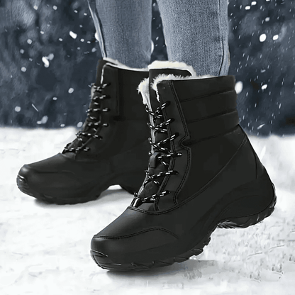 Women’s Waterproof Snow Boots – Warm Fur Platform Winter Shoes with Non-Slip Wedge Sole