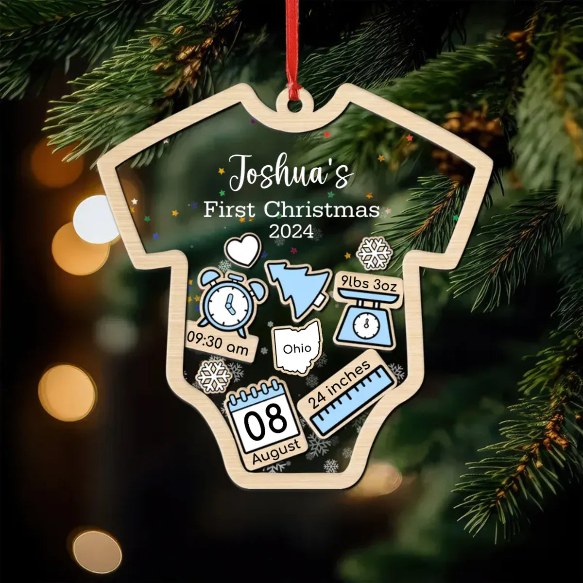 Custom Baby's First Christmas 2025 - Personalized Shaker Ornament - Customized Baby Name, New 1st Baby Gift, Baby Keepsake, 4D Shake Babies Ornament