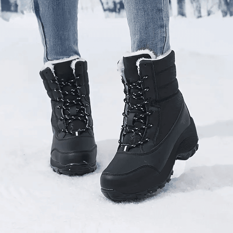 Women’s Waterproof Snow Boots – Warm Fur Platform Winter Shoes with Non-Slip Wedge Sole