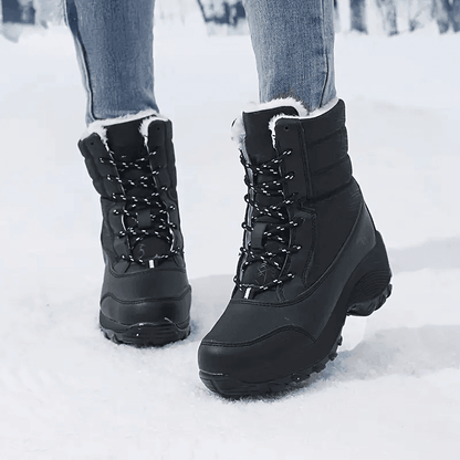 Women’s Waterproof Snow Boots – Warm Fur Platform Winter Shoes with Non-Slip Wedge Sole