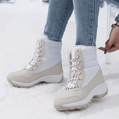 Women’s Waterproof Snow Boots – Warm Fur Platform Winter Shoes with Non-Slip Wedge Sole
