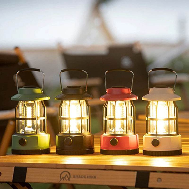 Outdoor LED Lantern Portable Retro Camping Garden Rechargeable Lamp