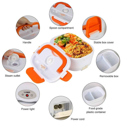 Fast Heating Electric Lunch Box - 12V/220V EU Plug, Portable Food Warmer for Car, Travel, Work
