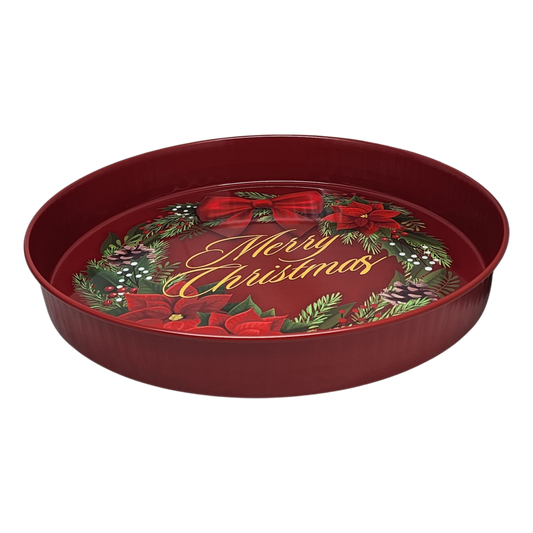 Huge Deep Round 13.5" Tray - Merry Christmas