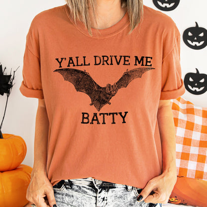 Y'all Drive Me Batty Retro Halloween Comfort Colors Tshirt