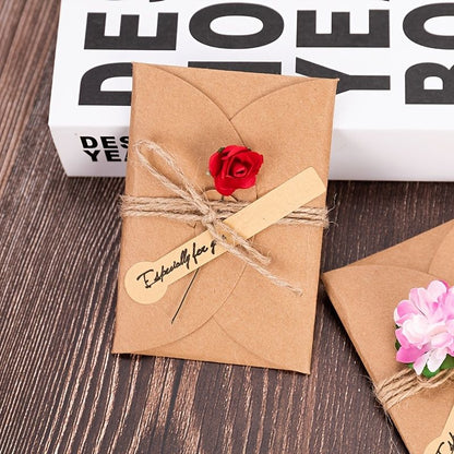 5pcs/set 3D Kraft Paper Envelope Card Flower Bandage Art Envelope Vintage Wedding Supplies
