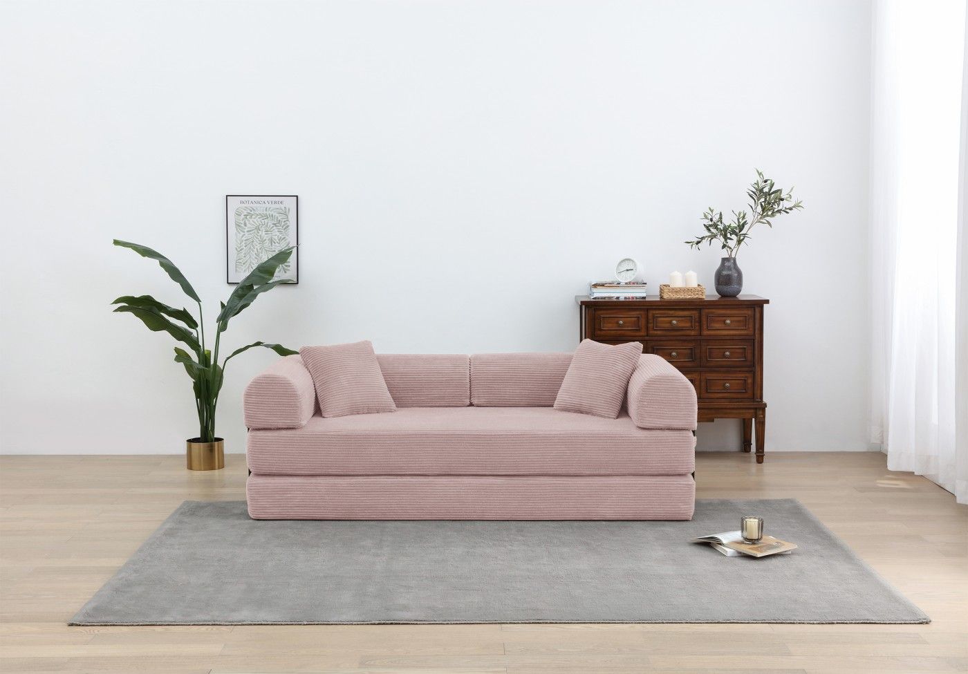 Foldable Sofa Bed, 77.9'' Folding Floor Couch, Compressed Convertable Sleeper Sofa, Memory Foam Couch with Pillow Back Support Armrest, 4-in-1 Futon Sofa Bed for Living Room, Army green