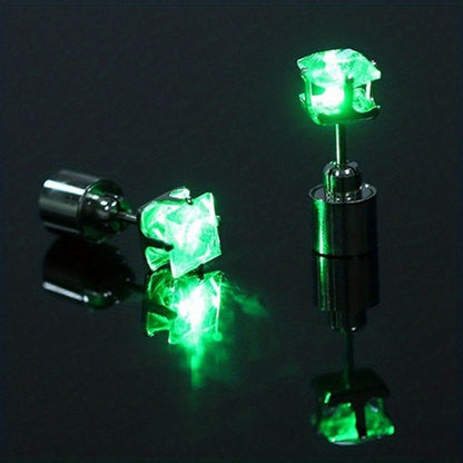 1 Pair, Cool Colorful Flashing Earrings With LED Lights, Colorful Color Change Earrings, New Fashion Unisex Nightlight Party Zircon Earrings, Glow In The Dark Party Supplies