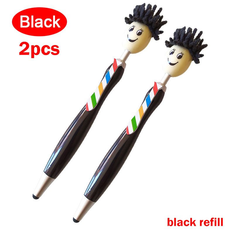 2PCS/5PCS Mop Pen Screen Cleaning Pen With Motivational Quotes 3 In 1 Stylus Dusting Pen For Kids And Unisex Ink Rollerball Pen School Office Motivational Stylus,Line Point 0.1cm/0.03in, Black Refill
