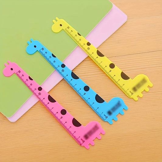 1pc Cartoon Animal Giraffe Plastic Straight Ruler Kawaii Cute Sweet Straight Ruler