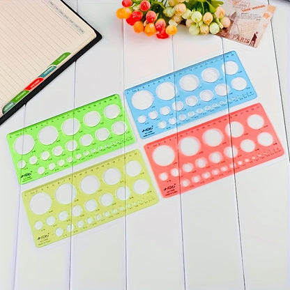 1pc Creative Plastic Transparent Drawing Square Ruler Measuring Tool Learning Stationery Drawing Template