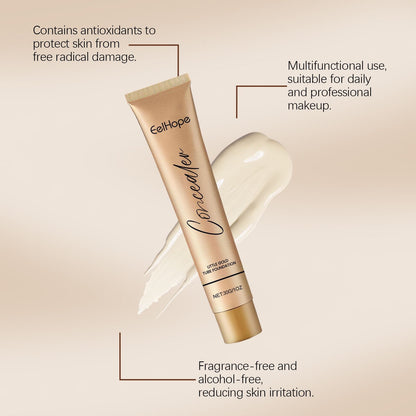 Eelhope Small Gold Tube Foundation Concealer, Natural Lightweight Skin Concealer Not Easy To Makeup Moisturizing Liquid Foundation