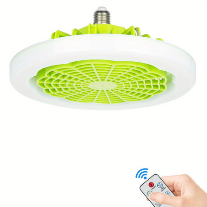 1pc Ceiling Fan With Light, Modern 18inch Remote Control Enclosed Low Profile Ceiling Fan With Light 3 Speed LED Dimming 3 Colors 8 Invisible Bladeless Flush Mount Fan Light Bedroom, Offices