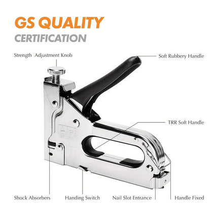 1pc, 3 In 1 Heavy Duty Staple Gun Kit With 300 Staples, Upholstery Stapler For Fixing Material, Decoration, Carpentry, Furniture, Doors And Windows
