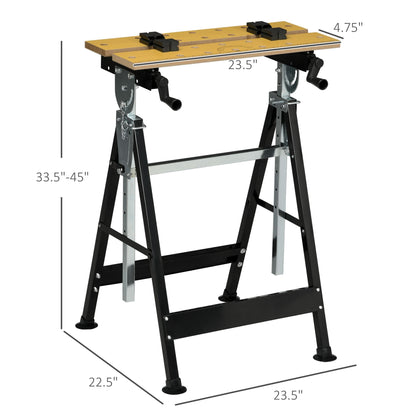 HOMCOM Work Bench Tool Stand with Adjustable Height and Angle, Carpenter Saw Table with 4 Clamps, Steel Frame, 220lbs Capacity