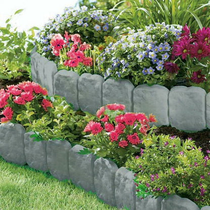 20 PCS Cobbled Stone Effect Plastic Garden Lawn Border Edging