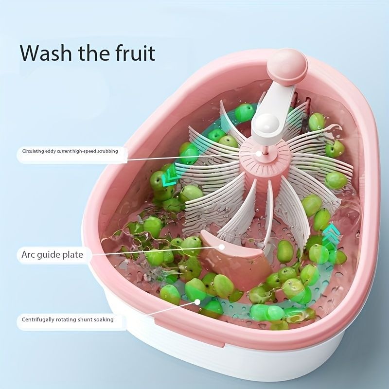 1pc, Efficient Fruit and Vegetable Washer - Spin Cleaning Machine for Fruits and Vegetables - Manual Fruit Cleaner Device - Kitchen Tool for Healthy and Clean Produce