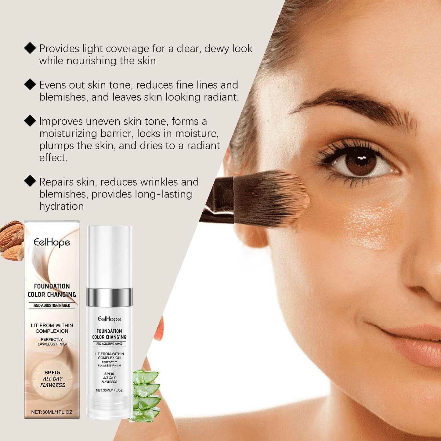Eelhope Warm Change Concealer Foundation Naturally Moisturizes Face With A Light And Long-Lasting Moisturizing Foundation