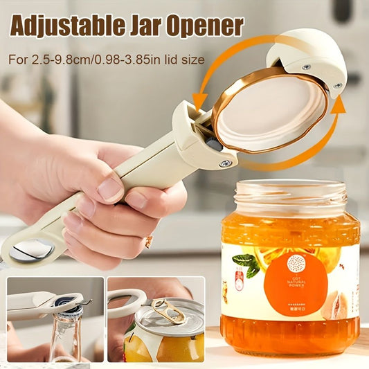 1pc, Jar Opener, Adjustable Bottle Opener For Weak Hands, Non-Slip Can Opener, Fridge Magnet For Senior Arthritis Fits 0.98-3.74inch Lids, Kitchen Accessaris, Back To School Supplies