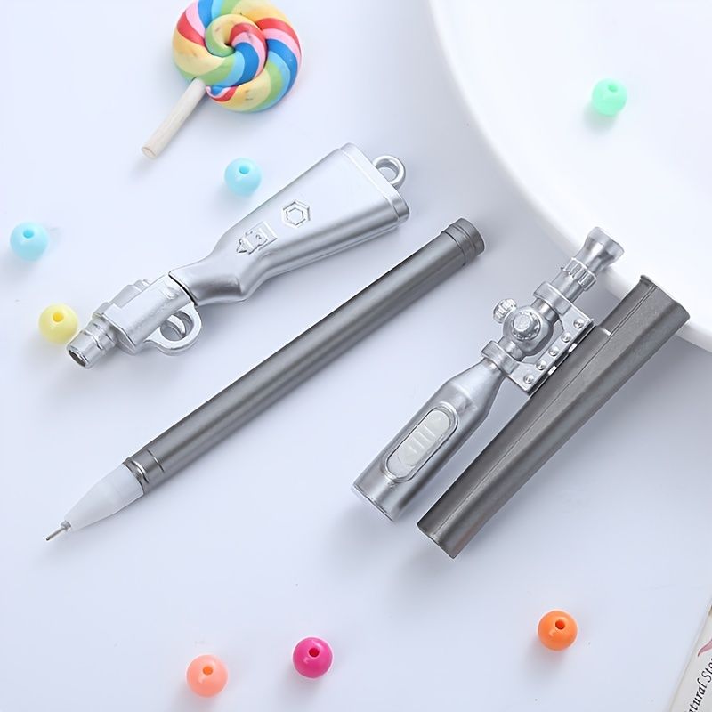 3pcs Creative 98K Sniper Gun Shaped Gel Pen With Light, Cute Rifle Shaped Fountain Pen, Personalized Office Stationery Signature Pen Writing Test Pen For Students 0.5mm Black Needle Tube Refill
