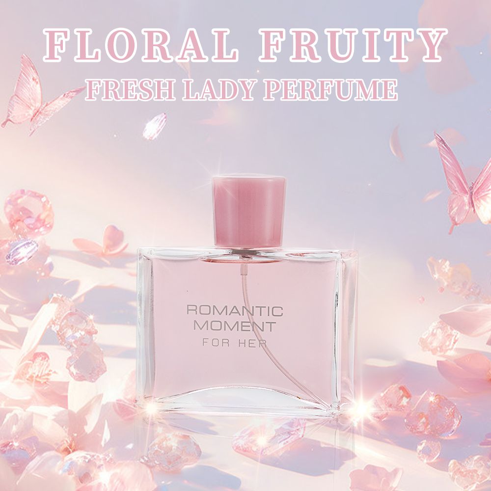 3.4fl Oz Women's Eau De Parfum - ROMANTIC MOMENT - Floral & Woody - With Rose, Chamomile, and Lemon - Medium Intensity Perfume