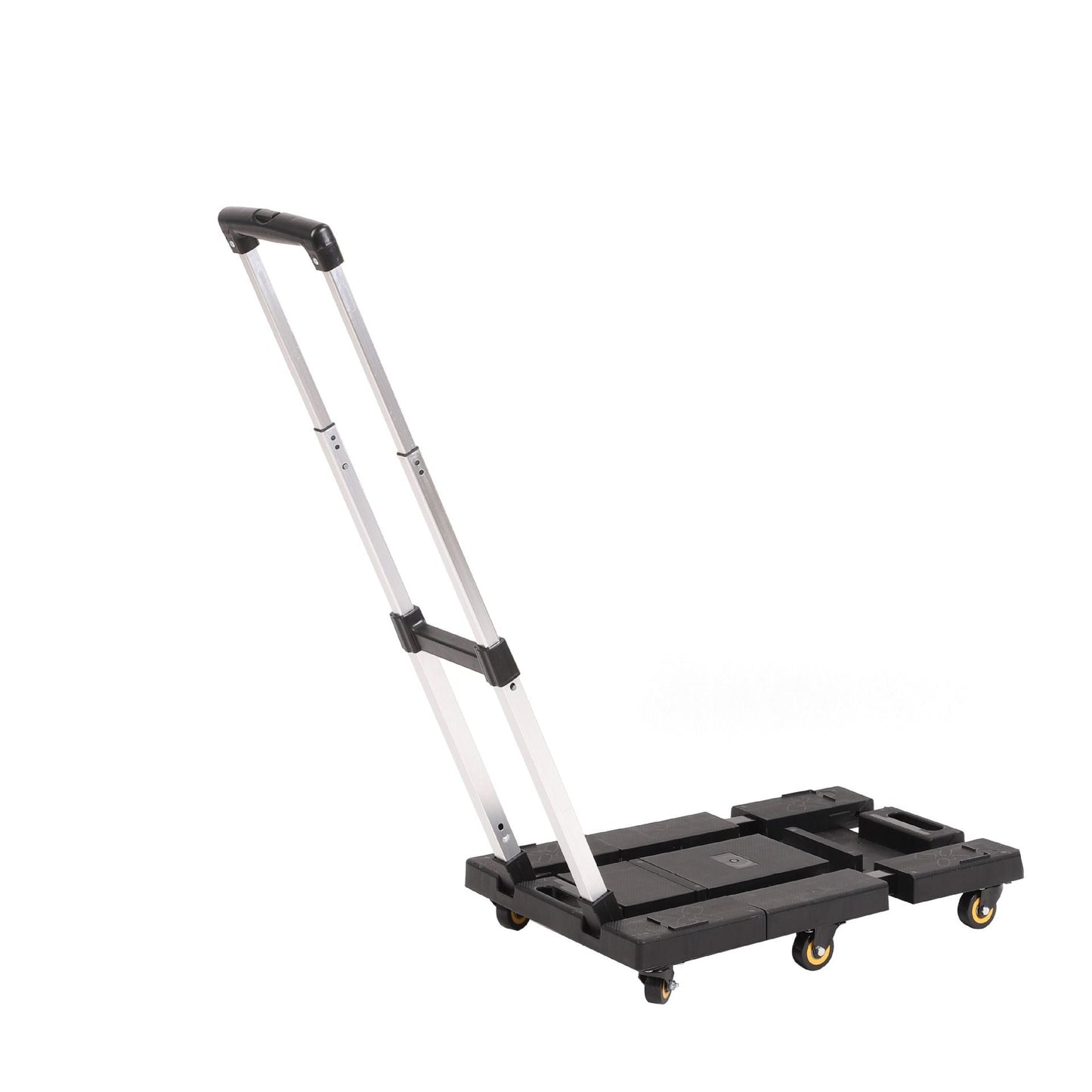 Folding Hand Truck 330lbs, Portable Heavy Duty Dolly Cart, 6 Wheels Collapsible Luggage Cart with 1 Elastic Ropes - Compact Trolley Cart for Easy Moving