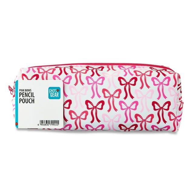 Pen+Gear Bows Pencil Pouch, Pink, Durable Zippered Case for School Supplies