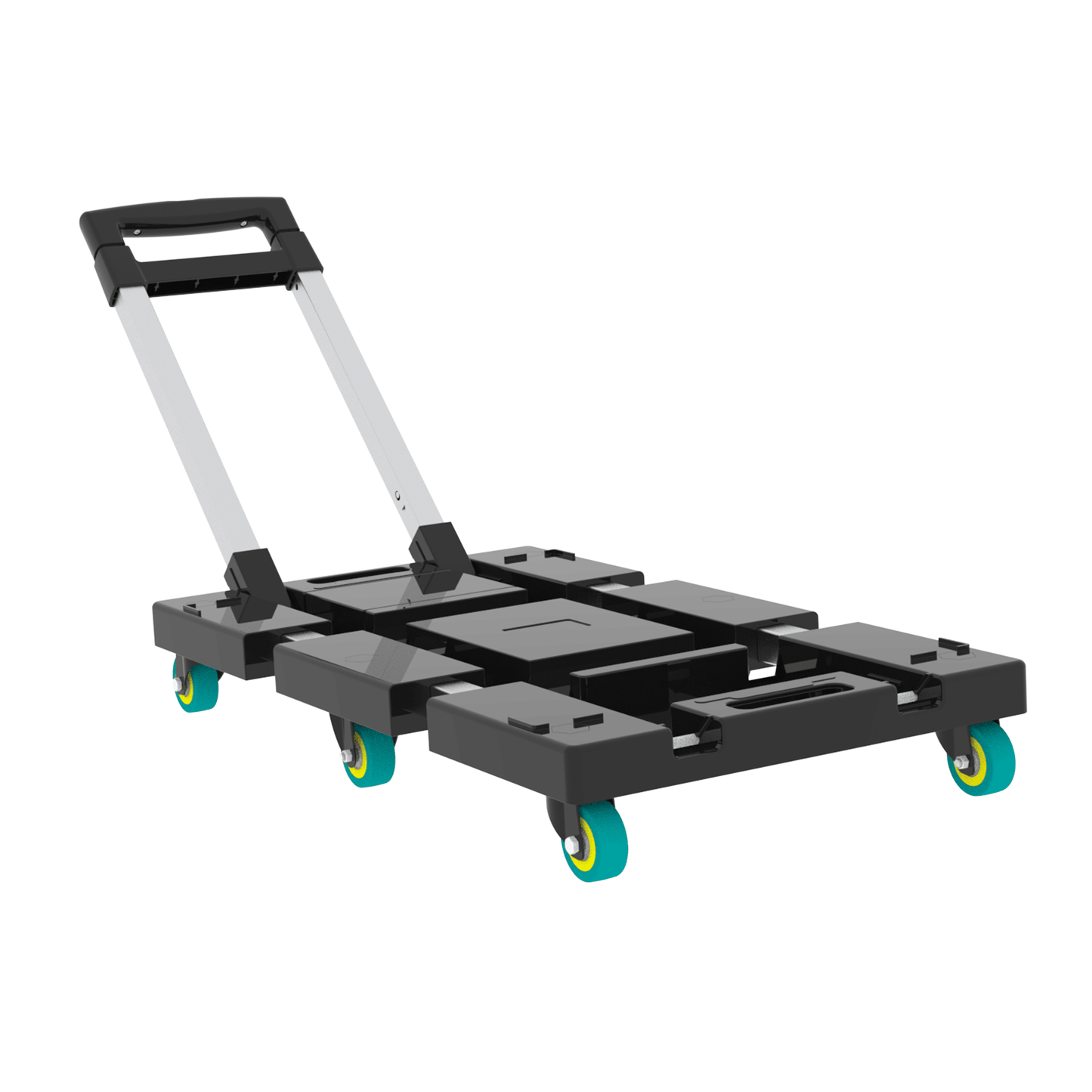 Folding Hand Truck 330lbs, Portable Heavy Duty Dolly Cart, 6 Wheels Collapsible Luggage Cart with 1 Elastic Ropes - Compact Trolley Cart for Easy Moving