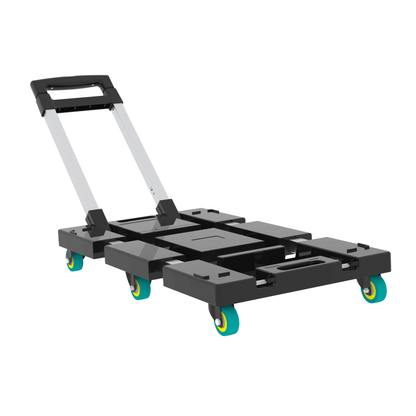 Folding Hand Truck 330lbs, Portable Heavy Duty Dolly Cart, 6 Wheels Collapsible Luggage Cart with 1 Elastic Ropes - Compact Trolley Cart for Easy Moving