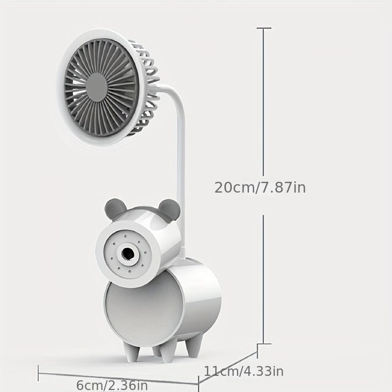 Cute Cartoon USB Fans With Pen Holder Pencil Sharpener; Rechargeable Fan For Children Business Gift
