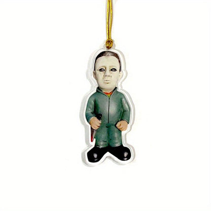 1pc Halloween Decor Horror Movie Character Sculpture Car Hanging Pendant Horror Decoration Funny Pendant Car Dwarf Pendant