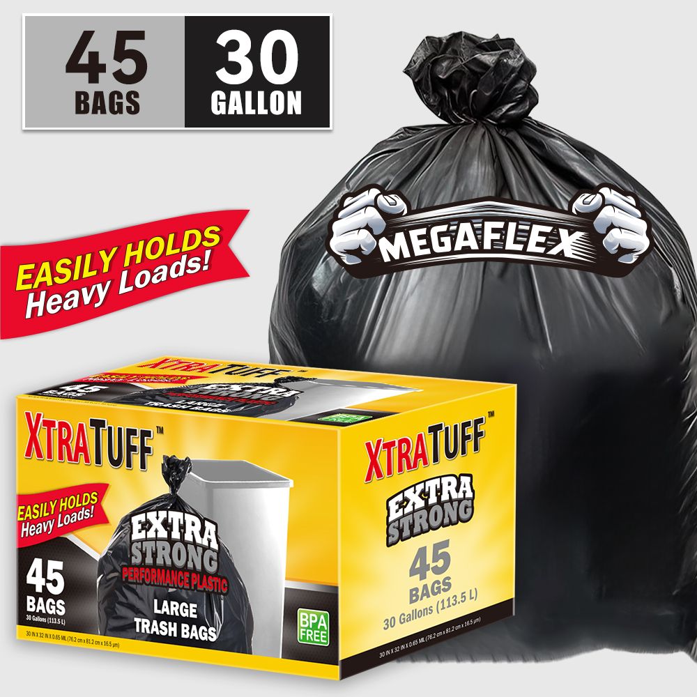 45 Pieces Puncture Tear Resistant Trash Bags, 30 Gallon Capacity, Multipurpose Cleaning Supplies For Industrial, Garden, Home, And Commercial Use - Durable, Leak-Proof