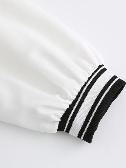 Women's Varsity Jacket Vintage Letter Print Cropped Baseball Coat 90's Fashion Streetwear Bomber Outer Coat