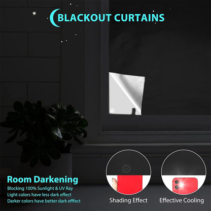 Blackout Curtains with Ruler and Tape Portable Window Curtain Black Oxford Cloth No Drill Window Shades Cuttable Temporary Black Out Shades for Home Indoor Bedroom Livingroom