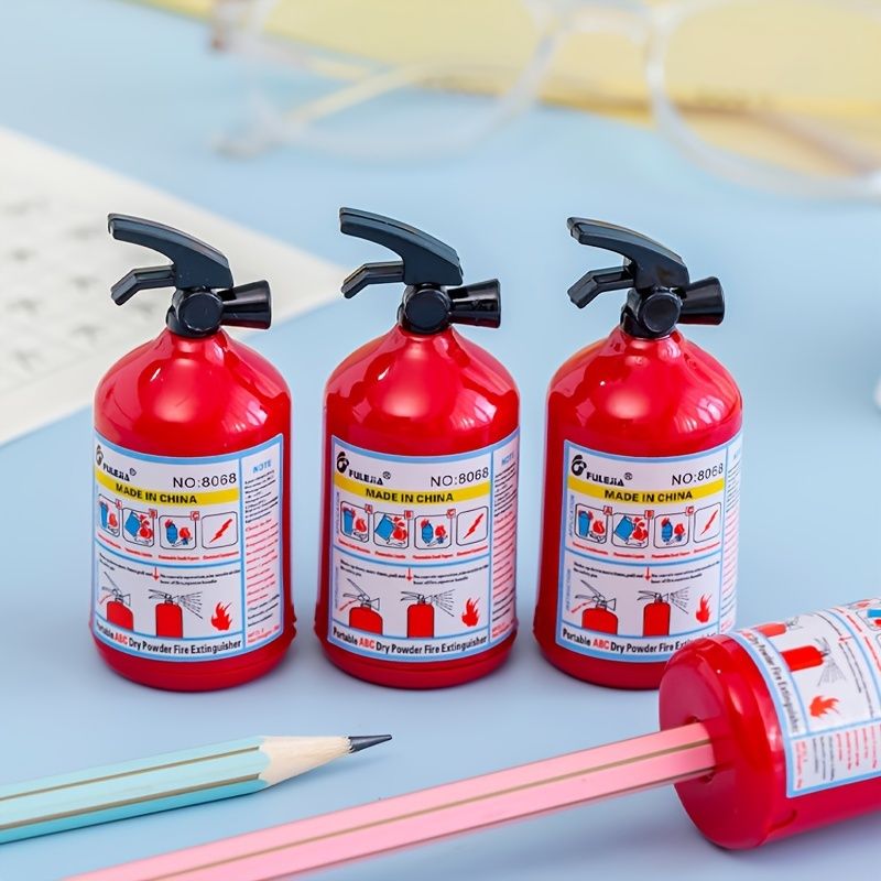 1pc/2pcs Fire Extinguisher Creative Single-hole Pencil Sharpener Manual Pen Sharpener Hand-shaking Pencil Sharpener