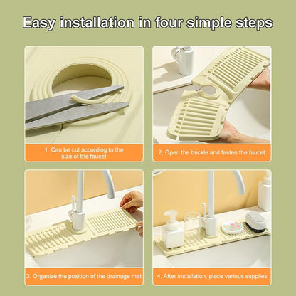 2Pcs Kitchen Sink Splash Guard - Silicone Faucet Handle Drip Catcher Tray Behind Faucet, Kitchen Gadgets Sink Accessories for Kitchen Counter and Bathroom