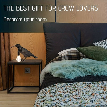 Raven Table Lamp Birds Desk Lamp Resin Crow Wall Sconce Creative Night Light Modern Art Fixture For Living Room Bedside Bedroom Office Study Dorm Decor With US Plug, Black /White(Bulb Included)