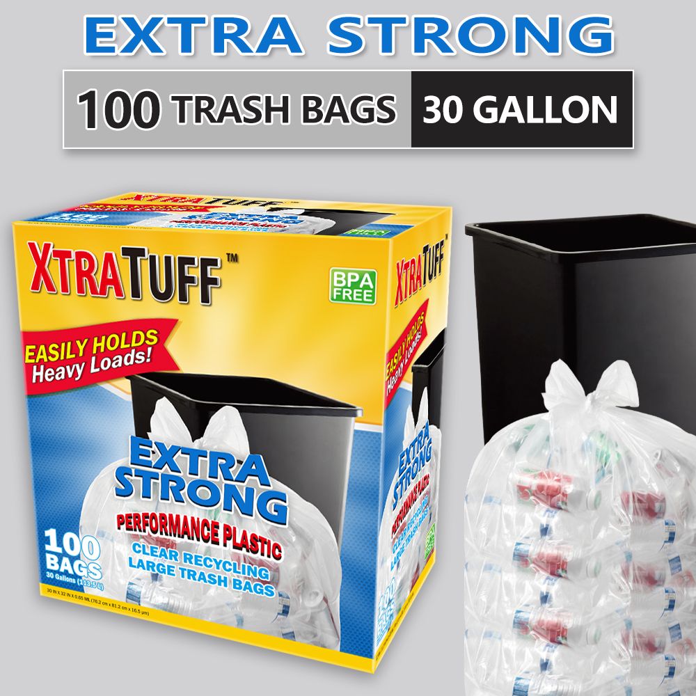 Boxs Of 100 Bags 30 Gallon White Disposable Large Trash Bags For Large Kitchen Trash Can, Hefty Ultra Strong 100 Count 113.5L Multipurpose Supplies For Industrial, Garden, Home,