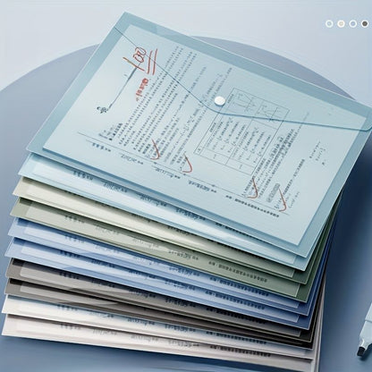 10pcs A4 Document Bags - Morandi Transparent Thickened Snap Button Data Storage - High Value Protection