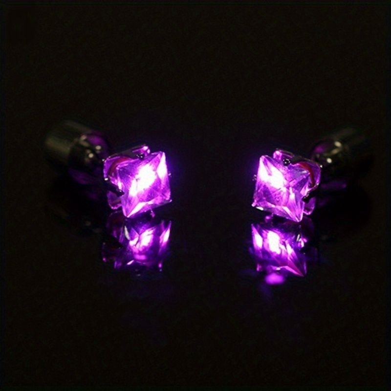1 Pair, Cool Colorful Flashing Earrings With LED Lights, Colorful Color Change Earrings, New Fashion Unisex Nightlight Party Zircon Earrings, Glow In The Dark Party Supplies