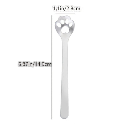 1/5pcs, Stainless Steel Hollow Out Kawaii Cat Claw Spoon, Mixing Spoon, Cake Dessert Spoon, Cookie Mold