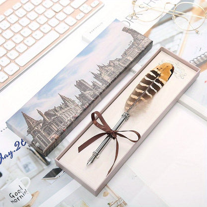 Peacock Feather Pen Dip Water Pen Feather Pen Adult Signature Pen Small Gift Box For Mom, Teacher And Classmates Holiday Gift