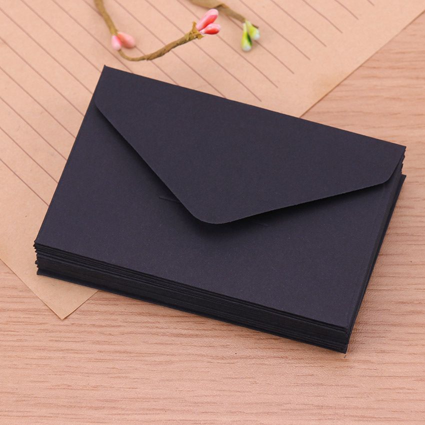 20pcs White & Black Kraft Mini Paper Window Envelopes - Perfect for Weddings & Invitations