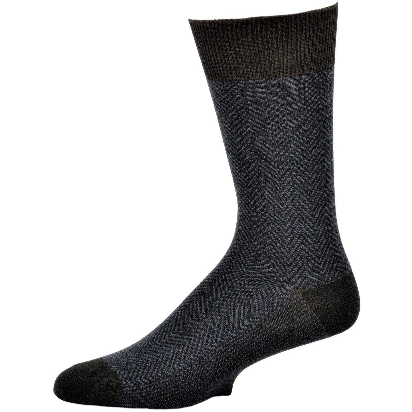Men's Socks Dark Herringbone Design Crew 3 Pair Packs