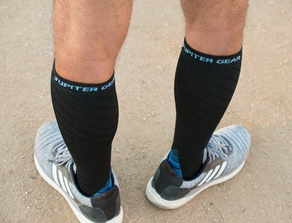 Endurance Compression Socks for Running and Hiking - Black with Blue A