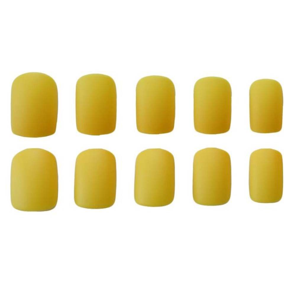 Summer Yellow False Fingernails Matte Artificial False Nails Tips Full Cover Fake Nails Nail Art
